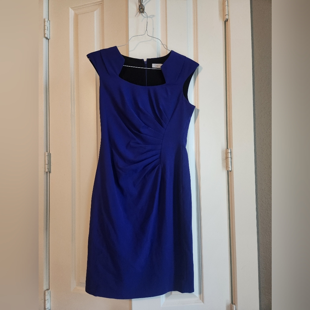 Calvin Klein Asymmetrical Royal Blue Dress